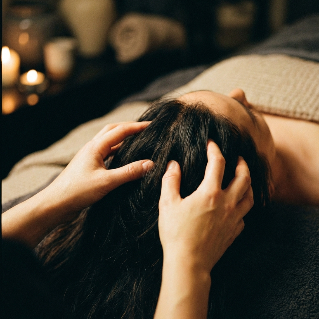 Massage Crânien – Décolleté, Visage et Cuir Chevelu